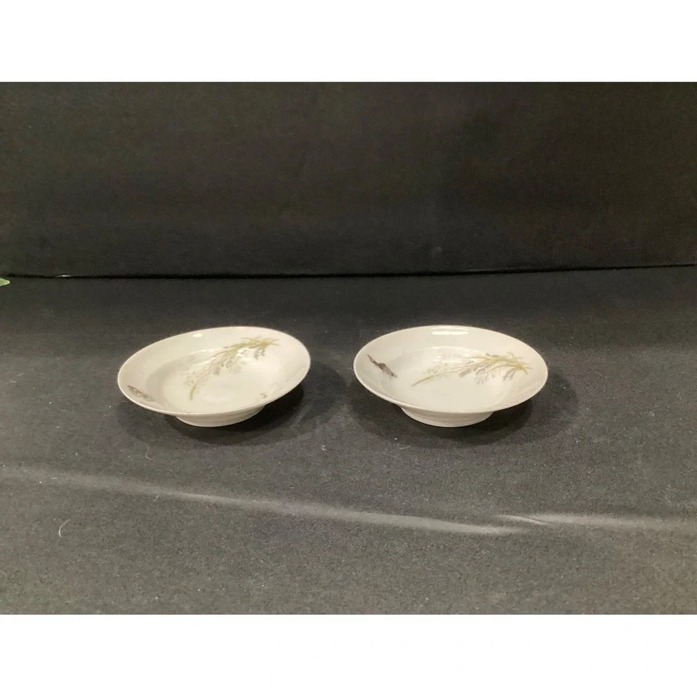 Haviland & Co. Limoges Meadow Visitors Berry Plates Bowls Smooth Set of 2